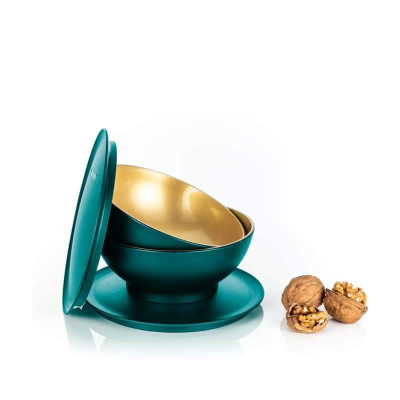 Набор сервировочный Аллегро Tupperware большой изумрудно-золотой Набор сервировочный Аллегро Tupperware большой изумрудно-золотой