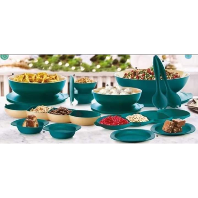 Набор сервировочный Аллегро Tupperware большой изумрудно-золотой Набор сервировочный Аллегро Tupperware большой изумрудно-золотой