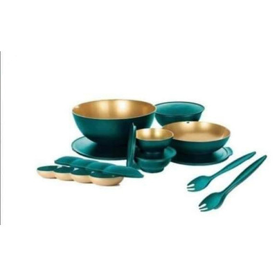 Набор сервировочный Аллегро Tupperware средний изумрудно-золотой Набор сервировочный Аллегро Tupperware средний изумрудно-золотой