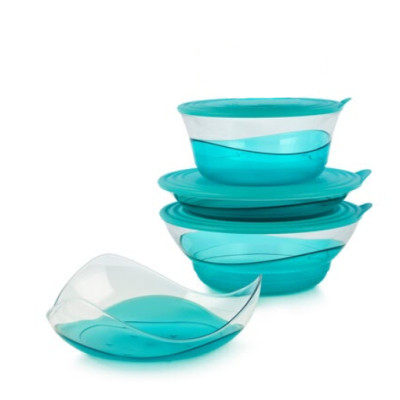Набор герметичных чаш Элегантность Tupperware бирюзовый Набор герметичных чаш Элегантность Tupperware бирюзовый