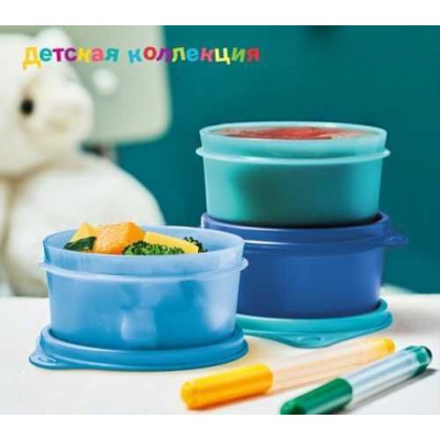 Набор сервировочных чаш 200 мл голубых Tupperware 3 шт Набор сервировочных чаш 200 мл голубых Tupperware 3 шт