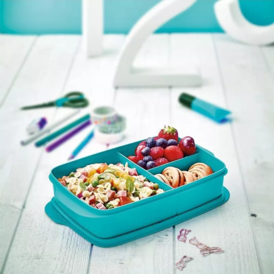 Ланч-бокс Перекус с разделителем Tupperware 1л герметичный бирюзовый Ланч-бокс Перекус с разделителем Tupperware 1л герметичный бирюзовый
