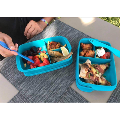Ланч-бокс Перекус с разделителем Tupperware 1л герметичный бирюзовый Ланч-бокс Перекус с разделителем Tupperware 1л герметичный бирюзовый